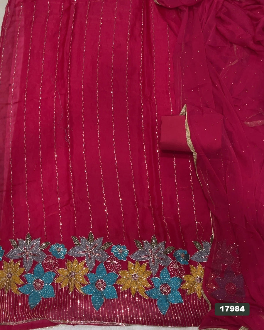 Silk Embroidery Suit Set