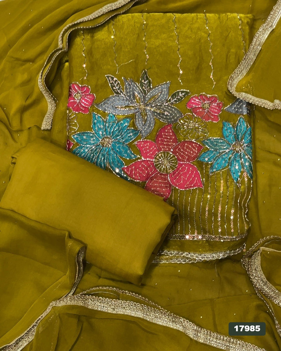 Silk Embroidery Suit Set