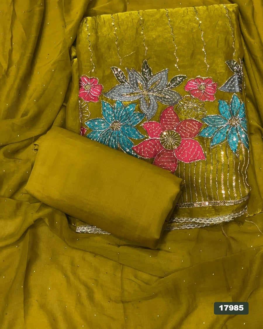 Silk Embroidery Suit Set