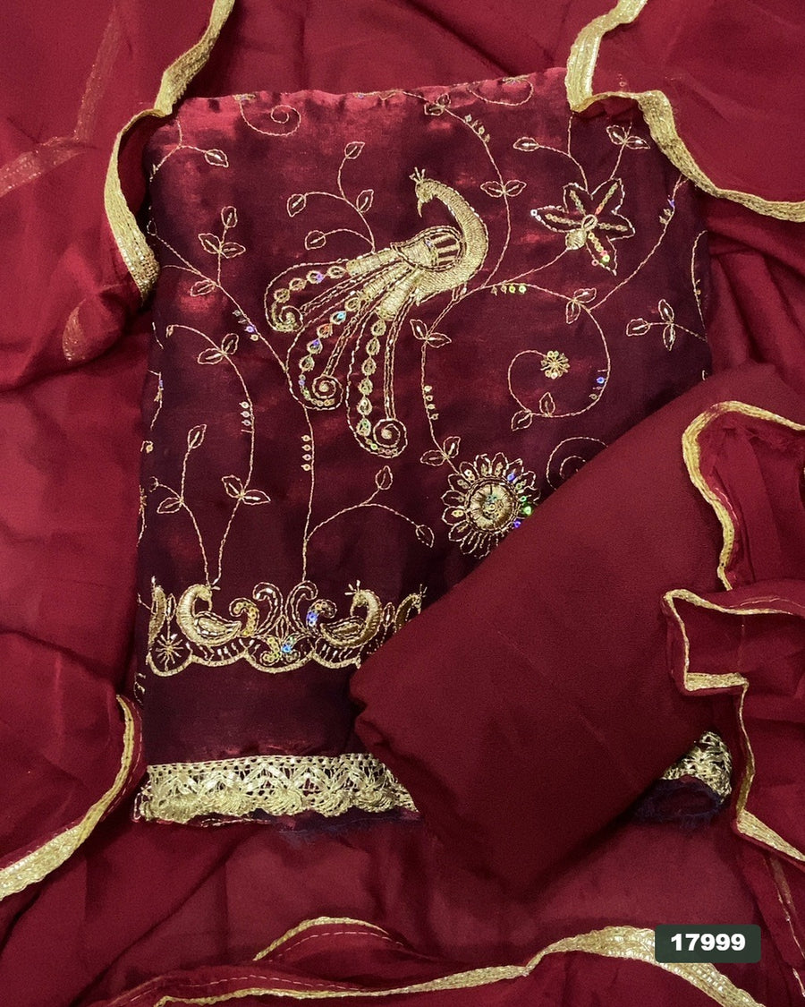 Silk Embroidery Suit Set