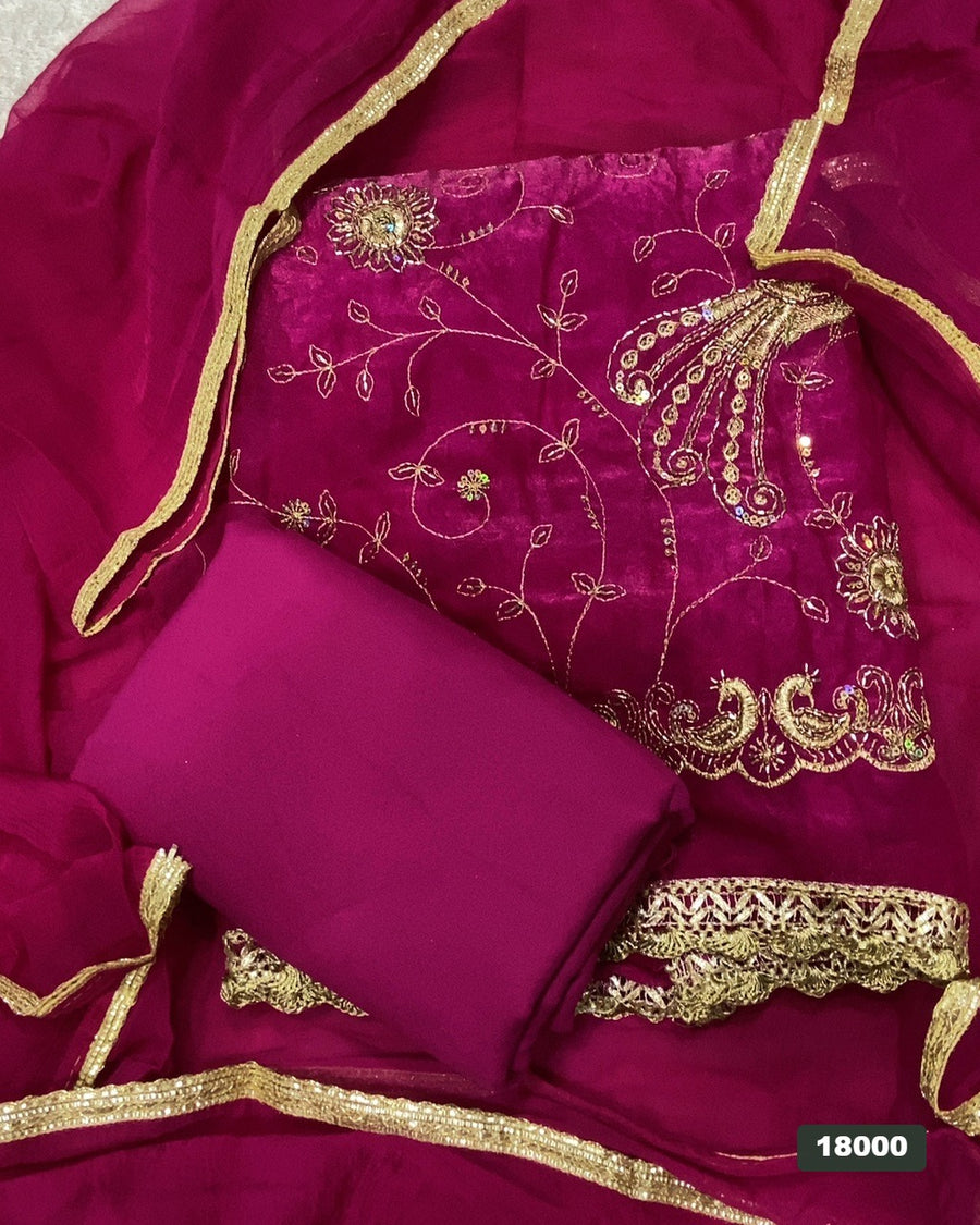 Silk Embroidery Suit Set