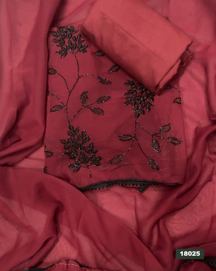 Gorgette Silk Embroidery Suit Set