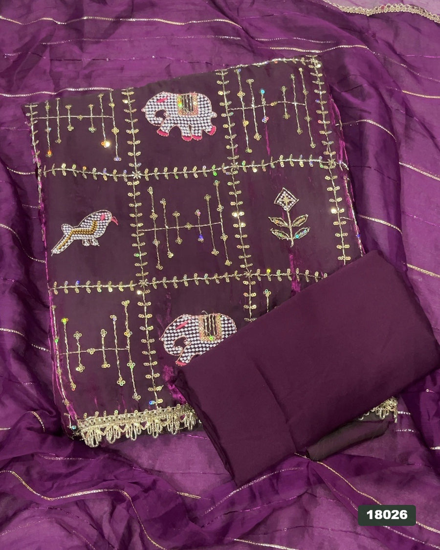 Silk Embroidery Suit Set