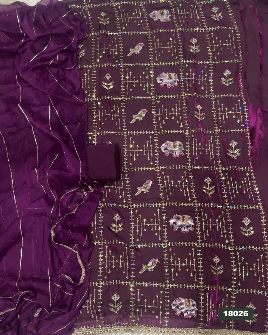 Silk Embroidery Suit Set