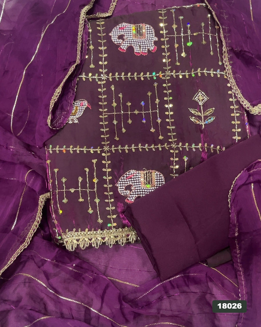 Silk Embroidery Suit Set
