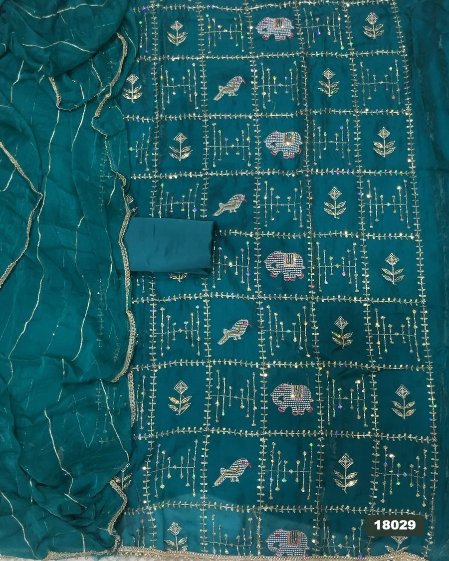 Silk Embroidery Suit Set