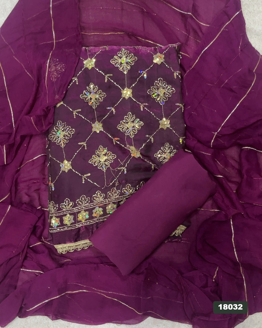 Silk Embroidery Suit Set