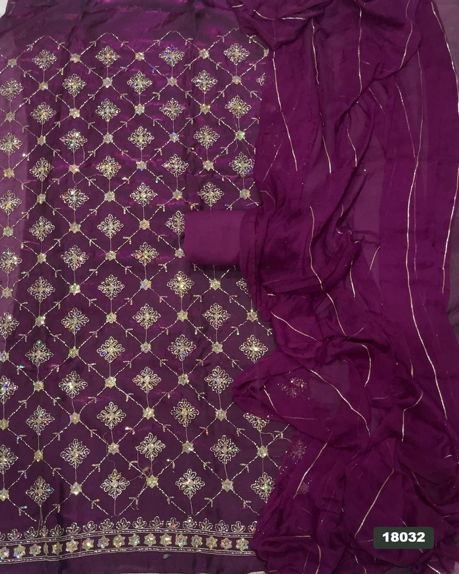 Silk Embroidery Suit Set