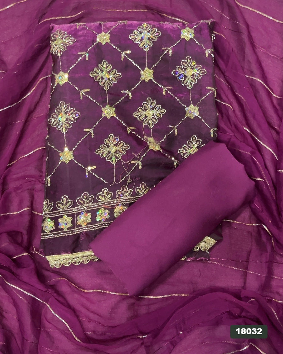 Silk Embroidery Suit Set