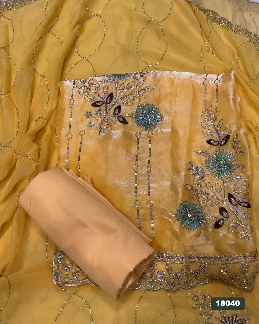 Silk Embroidery Suit Set