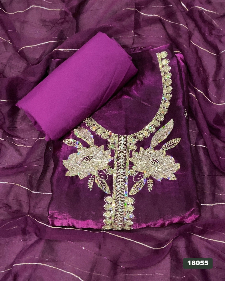 Silk Embroidery Suit Set