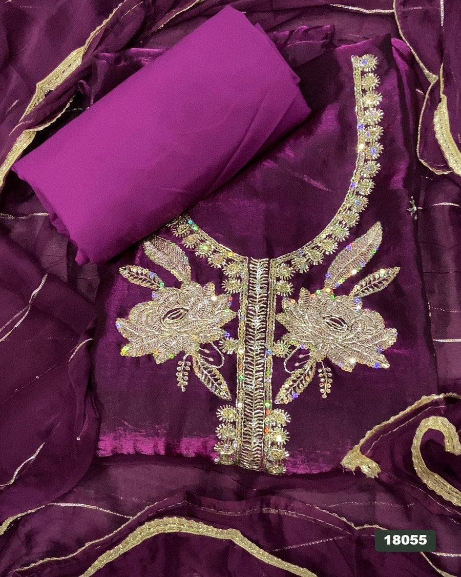 Silk Embroidery Suit Set