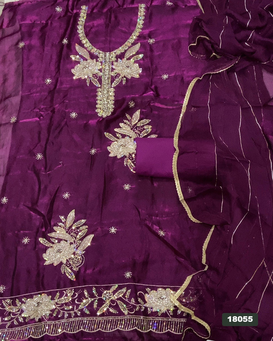Silk Embroidery Suit Set