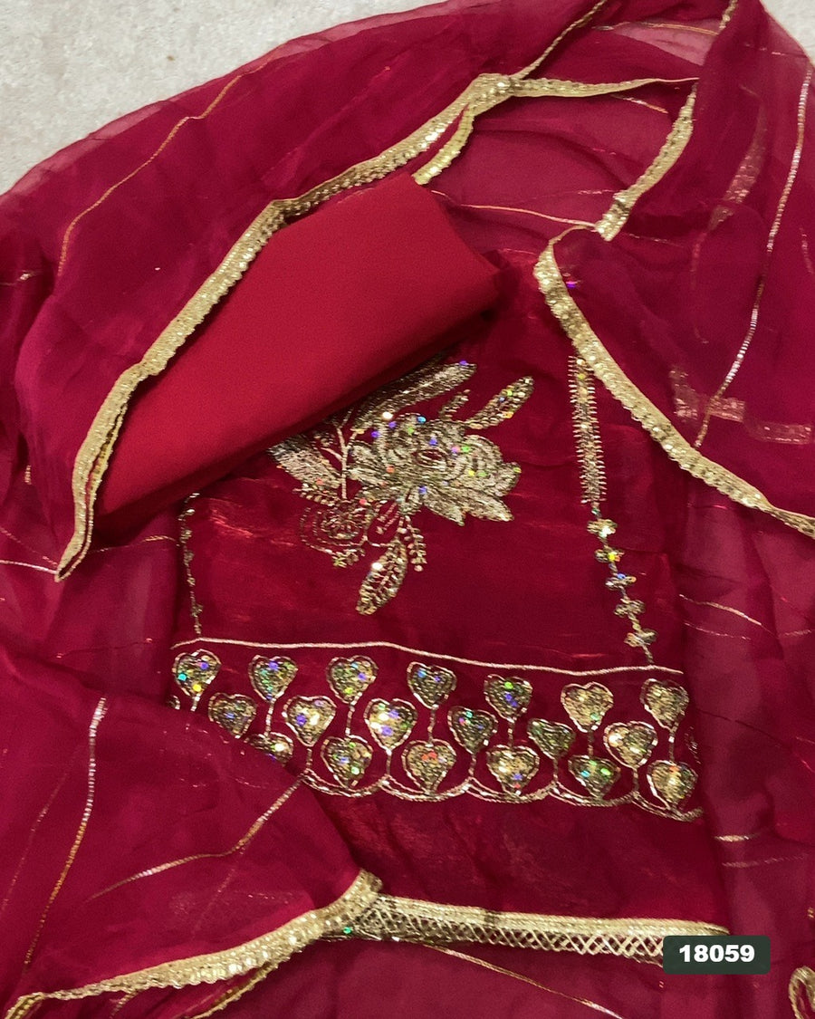 Silk Embroidery Suit Set
