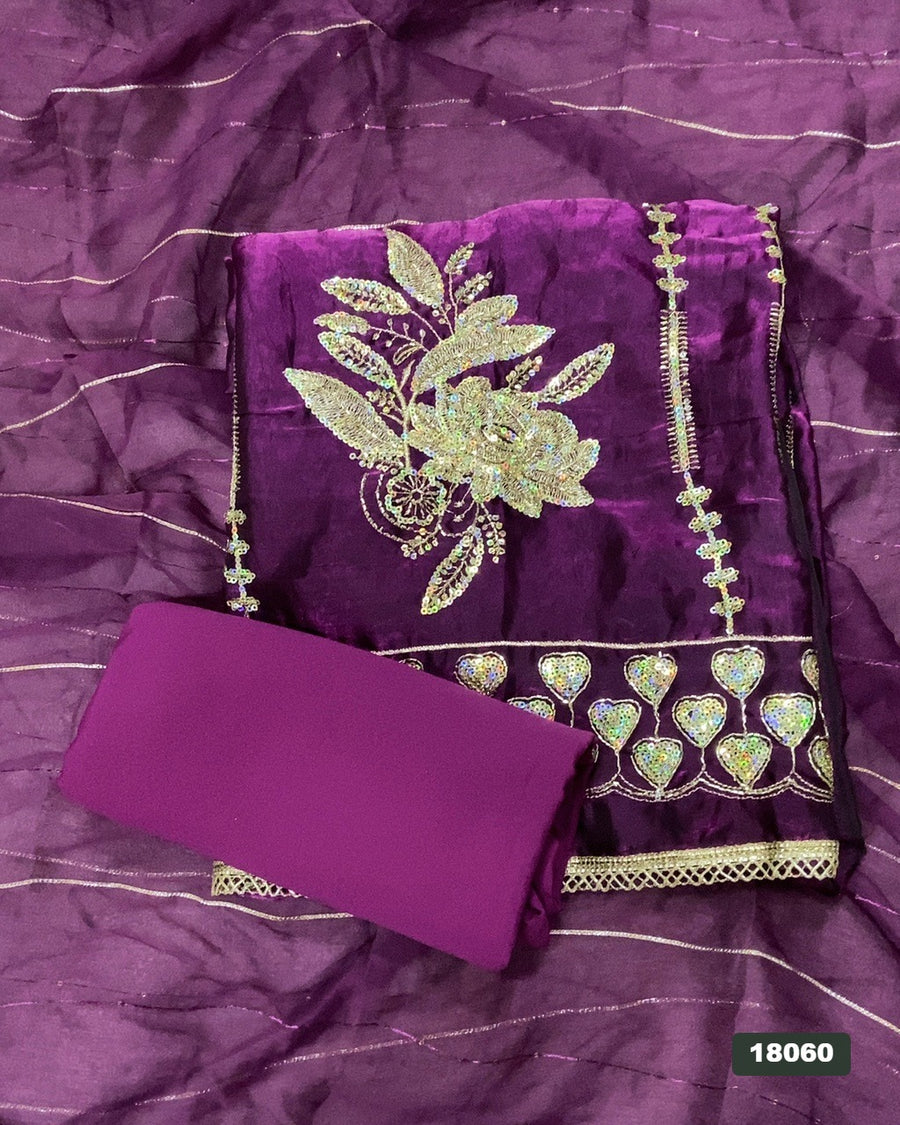 Silk Embroidery Suit Set
