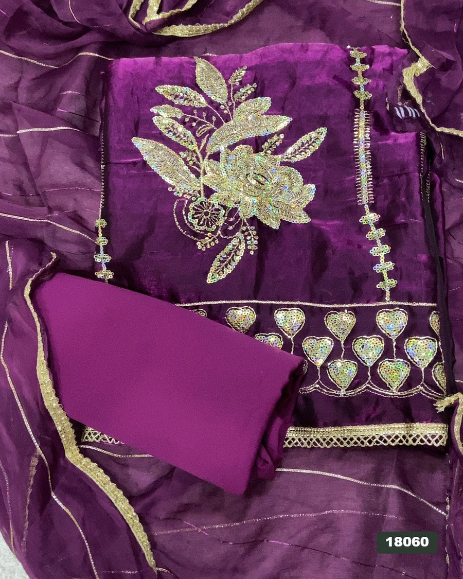 Silk Embroidery Suit Set