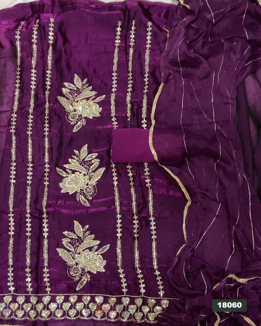 Silk Embroidery Suit Set
