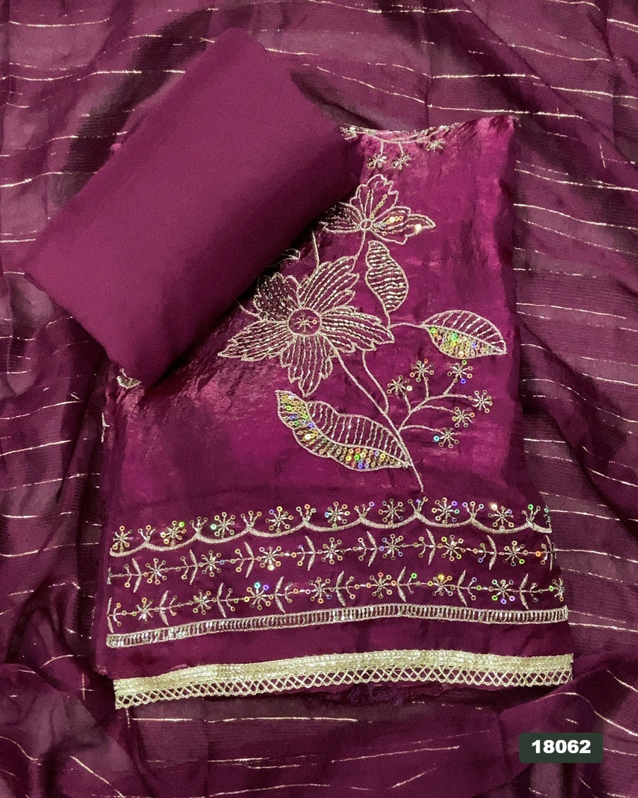 Silk Embroidery Suit Set