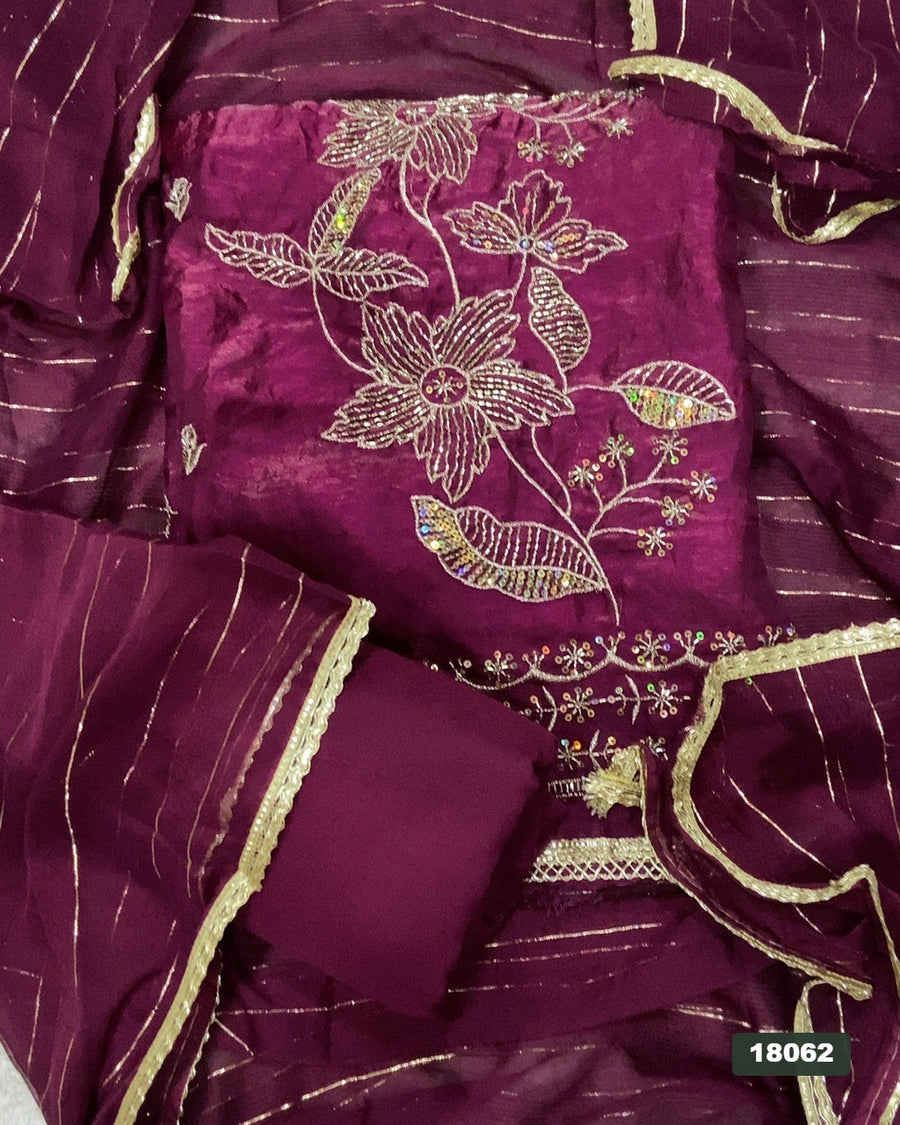Silk Embroidery Suit Set
