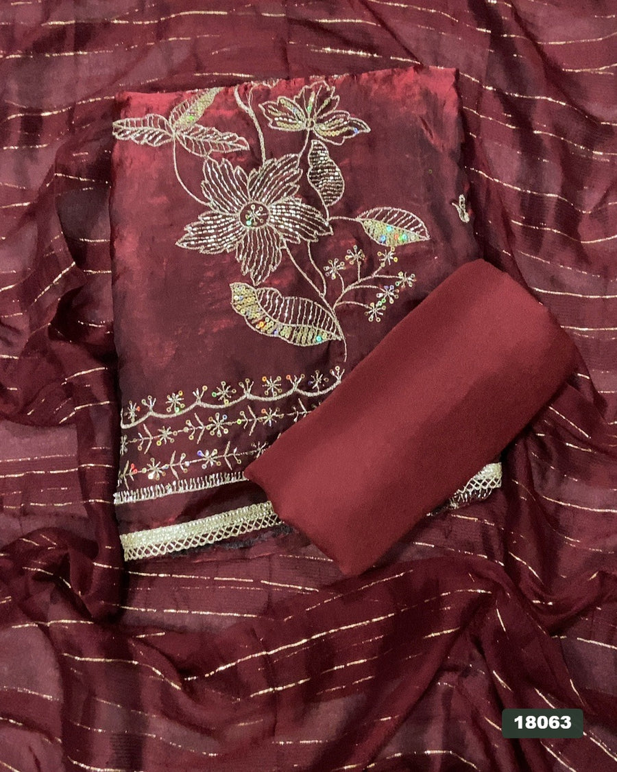 Silk Embroidery Suit Set