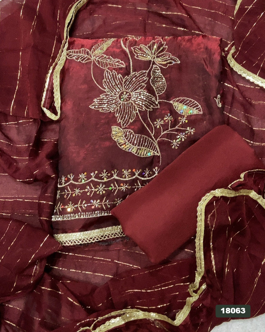 Silk Embroidery Suit Set