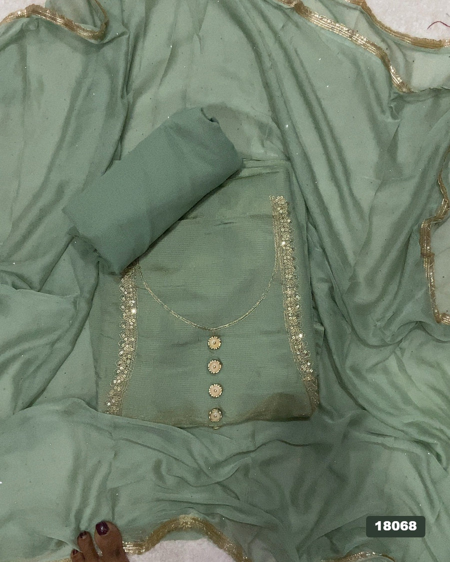 Silk Embroidery Suit Set