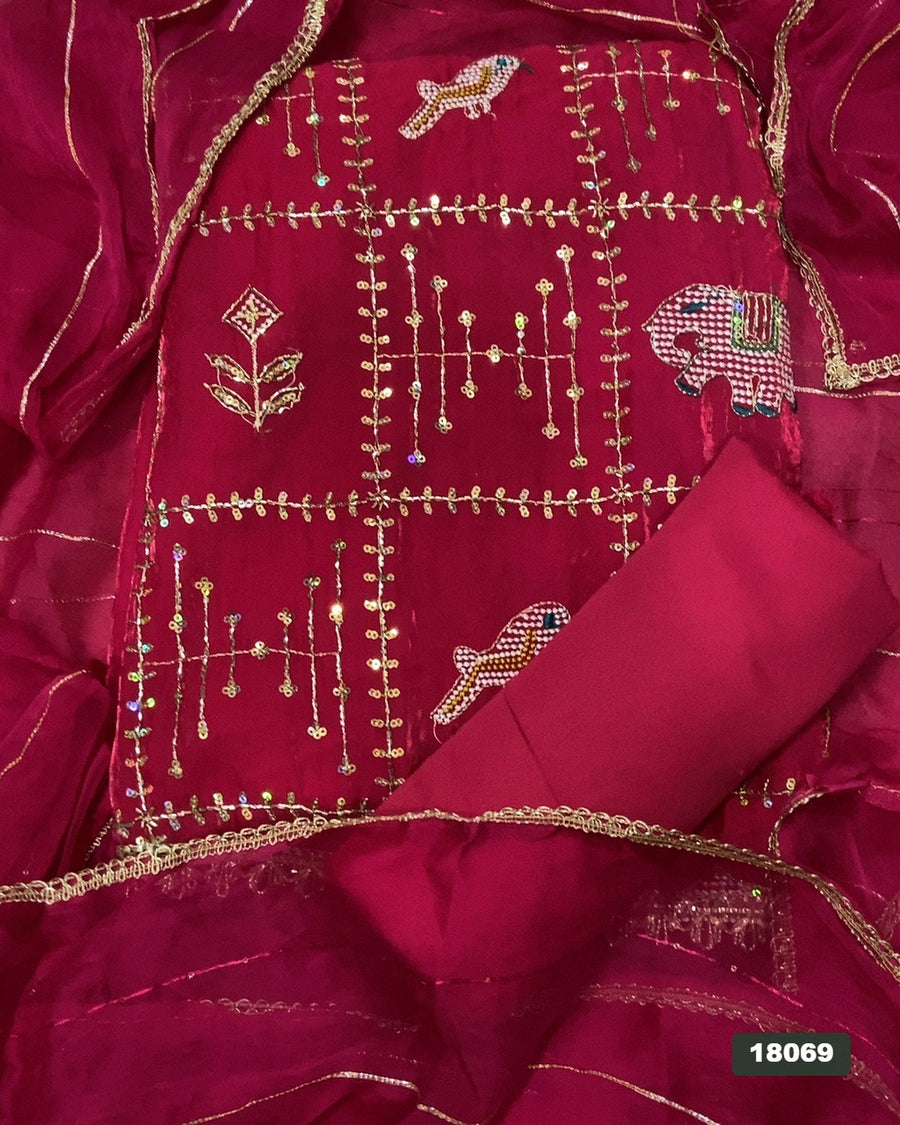 Silk Embroidery Suit Set