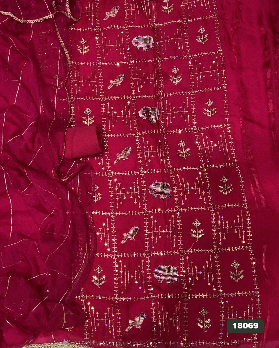 Silk Embroidery Suit Set