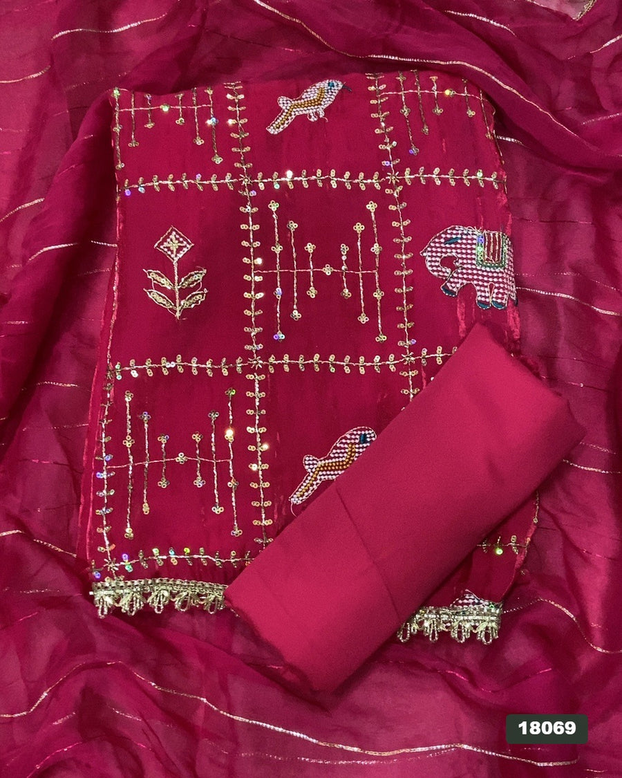 Silk Embroidery Suit Set