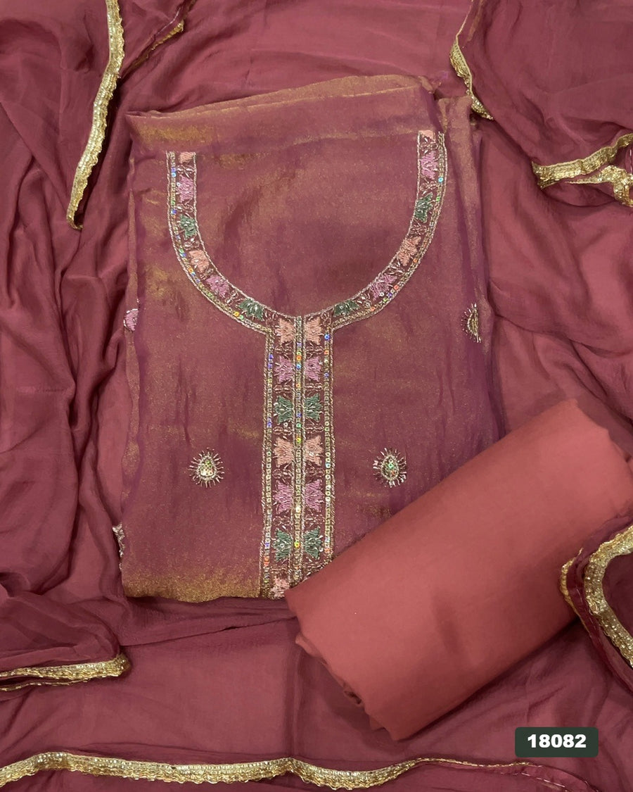 Silk Embroidery Suit Set