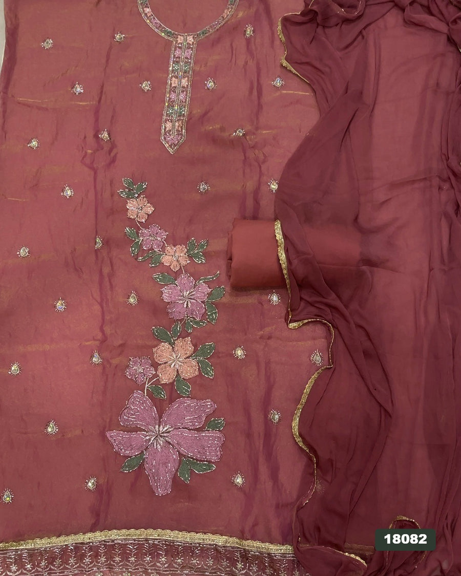 Silk Embroidery Suit Set