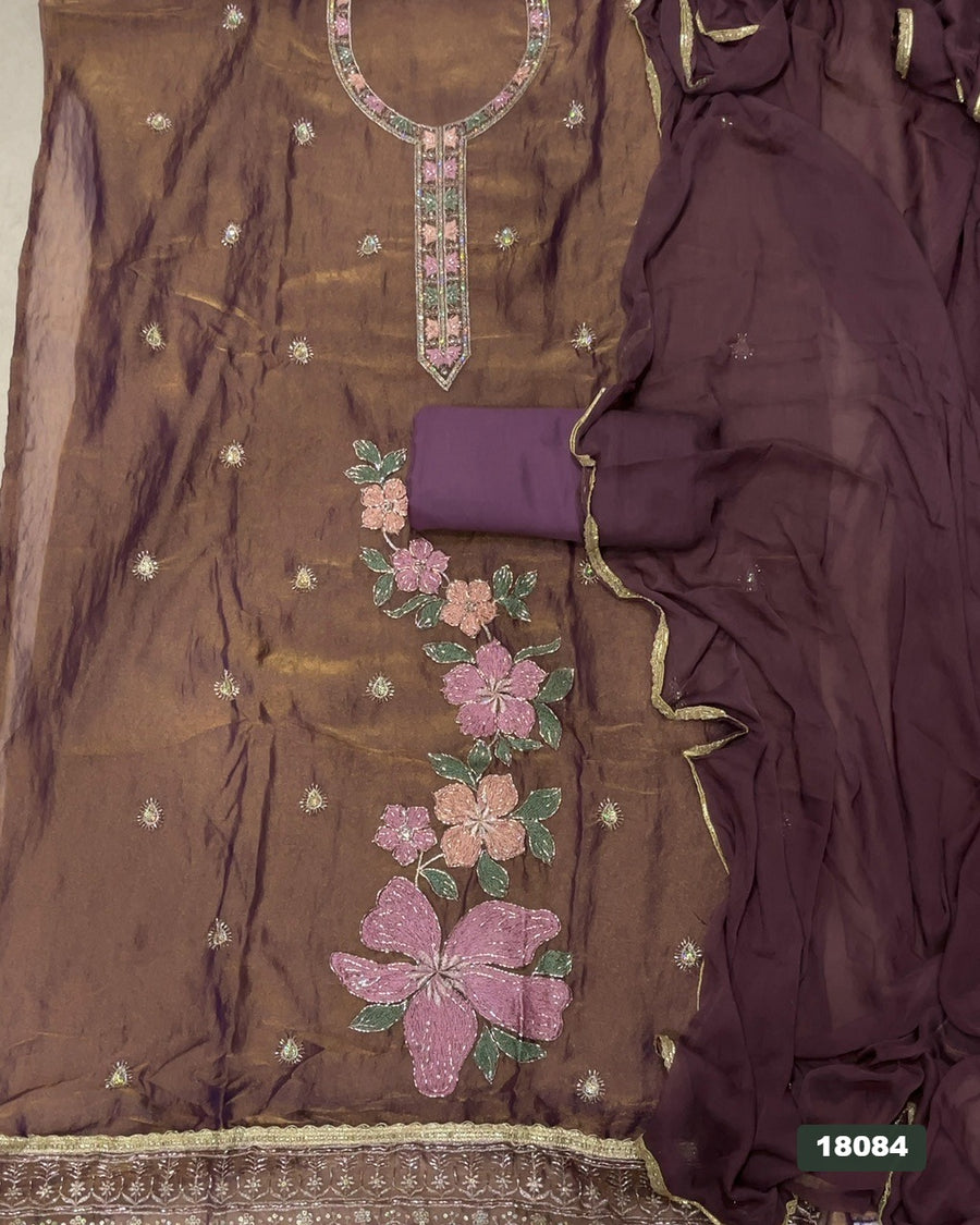 Silk Embroidery Suit Set