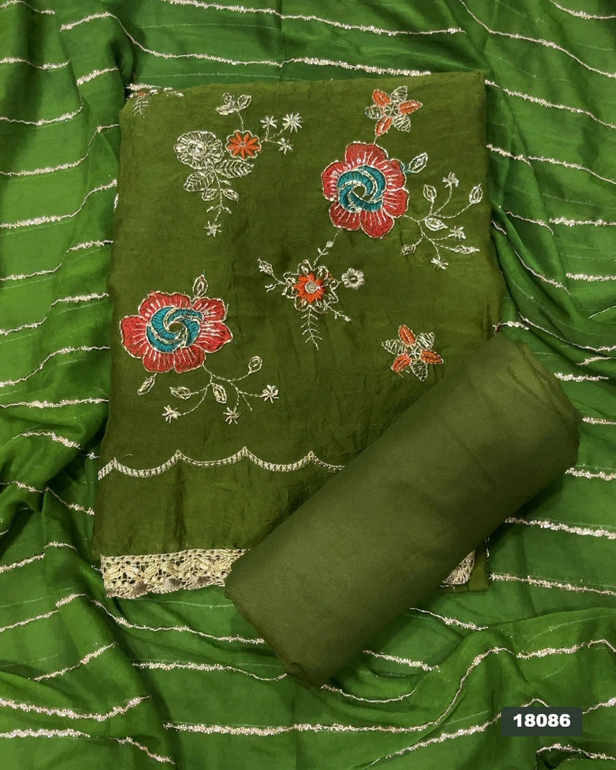 Silk Embroidery Suit Set