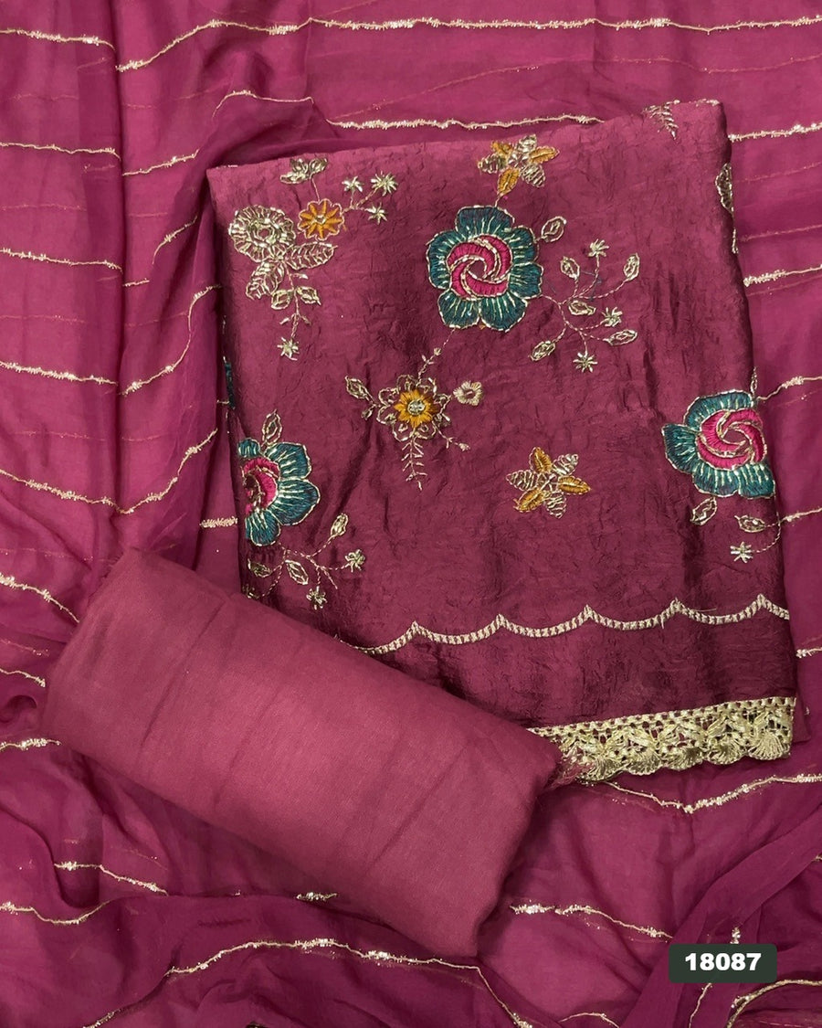 Silk Embroidery Suit Set