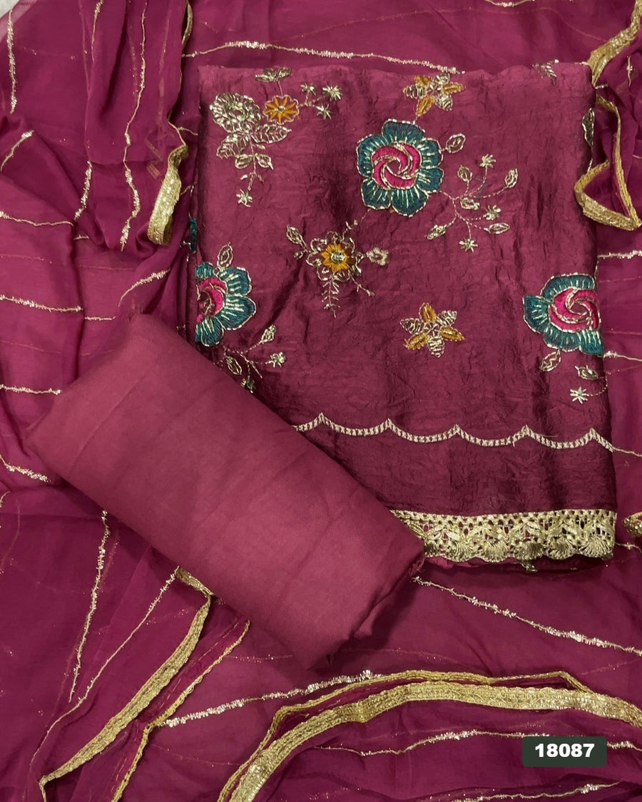 Silk Embroidery Suit Set