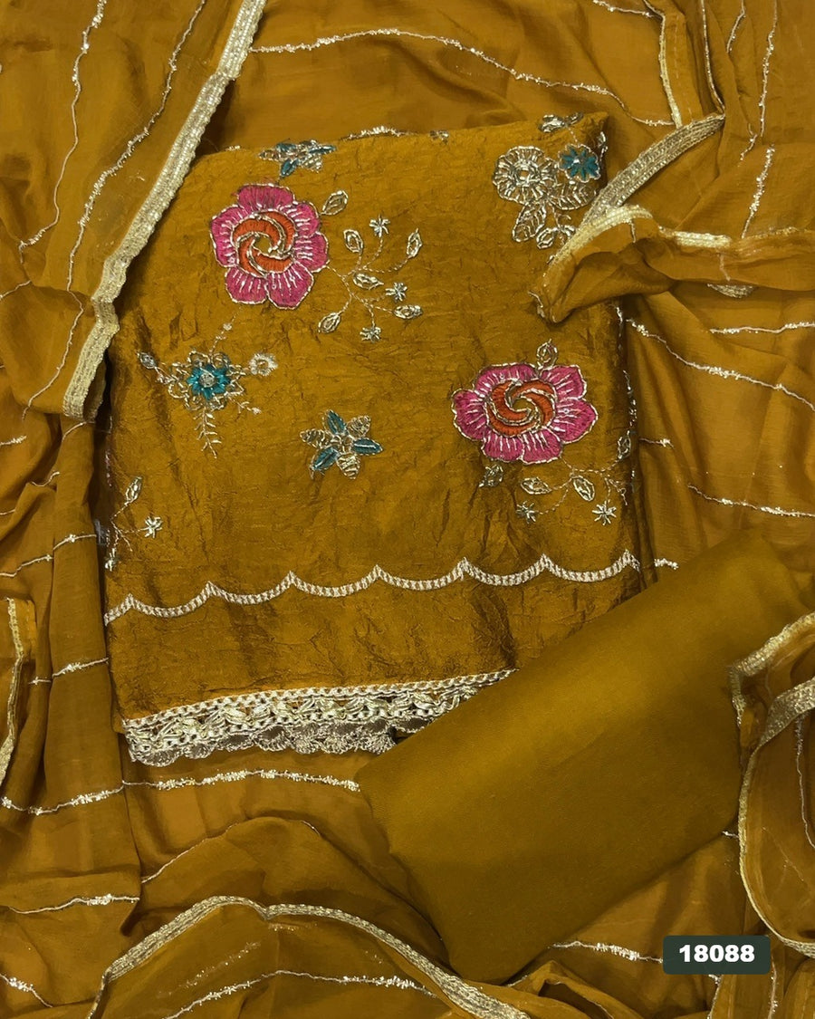 Silk Embroidery Suit Set