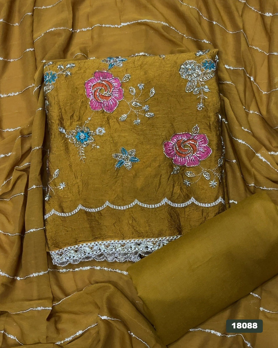 Silk Embroidery Suit Set