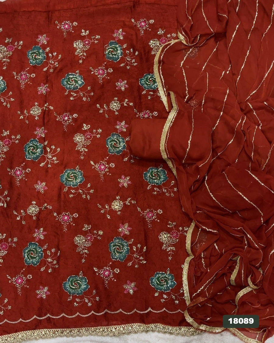 Silk Embroidery Suit Set