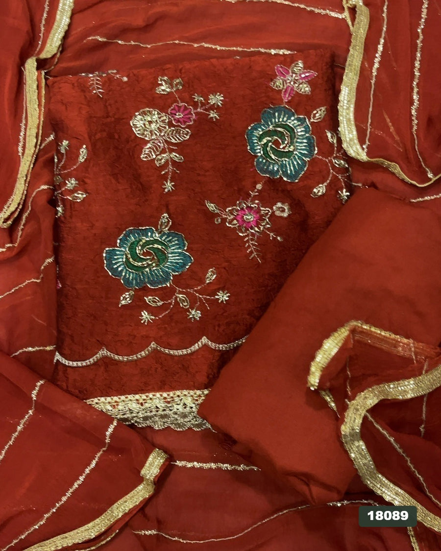 Silk Embroidery Suit Set