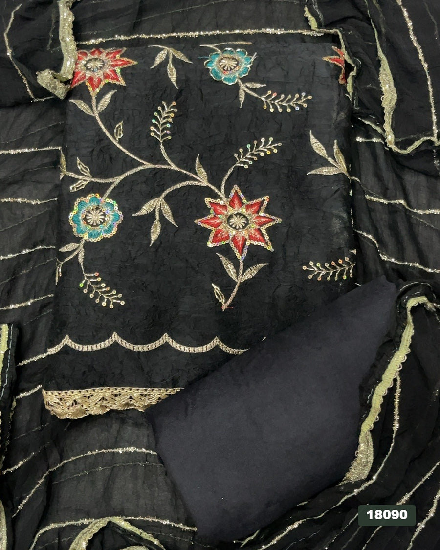 Crush Silk Embroidery Suit Set
