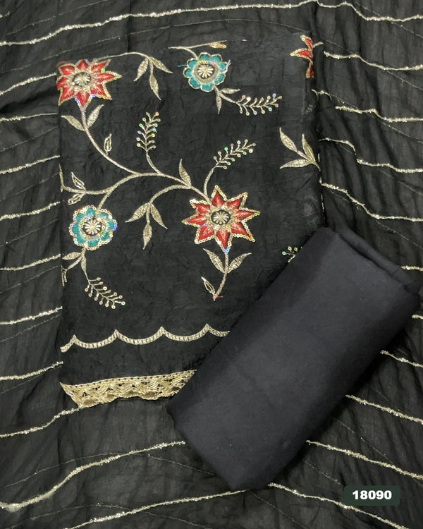 Crush Silk Embroidery Suit Set