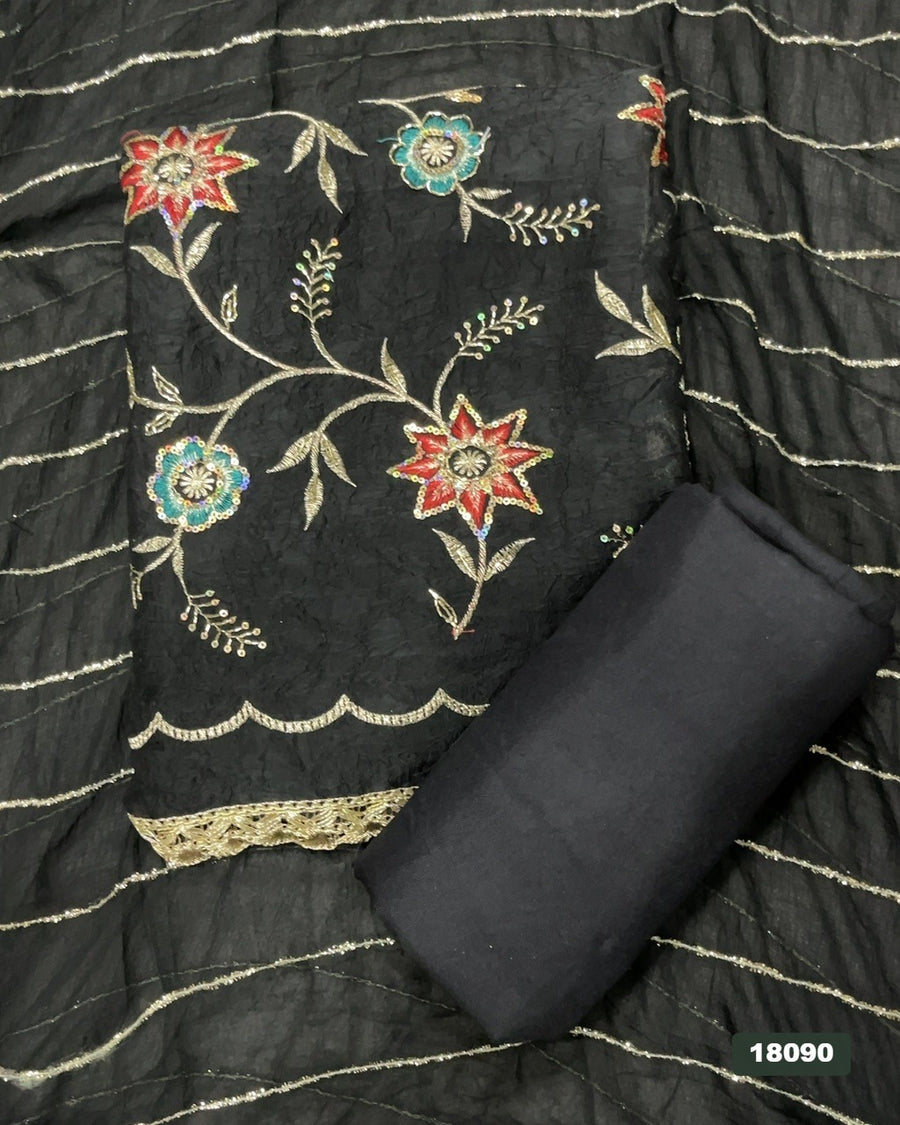 Crush Silk Embroidery Suit Set