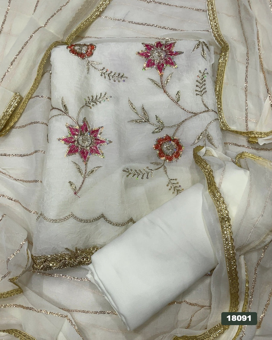 Crush Silk Embroidery Suit Set