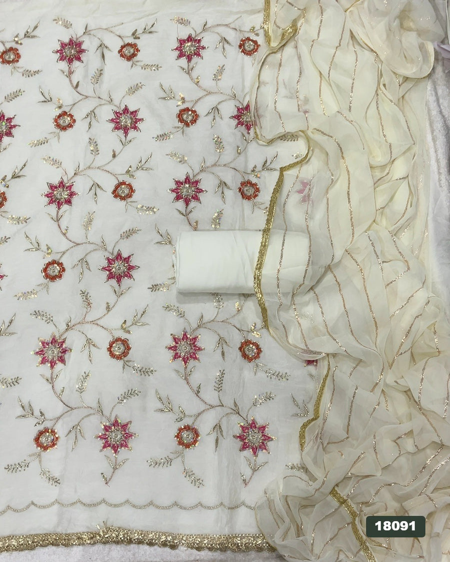 Crush Silk Embroidery Suit Set
