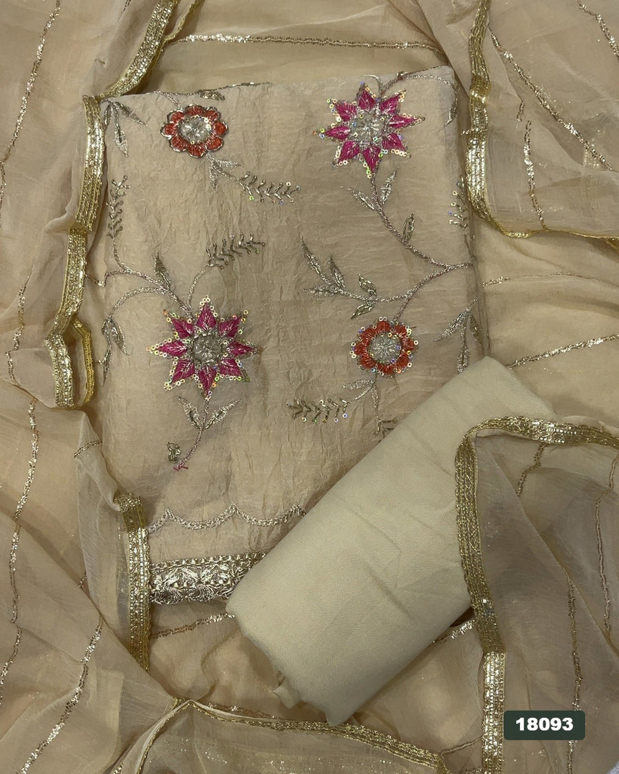 Crush Silk Embroidery Suit Set