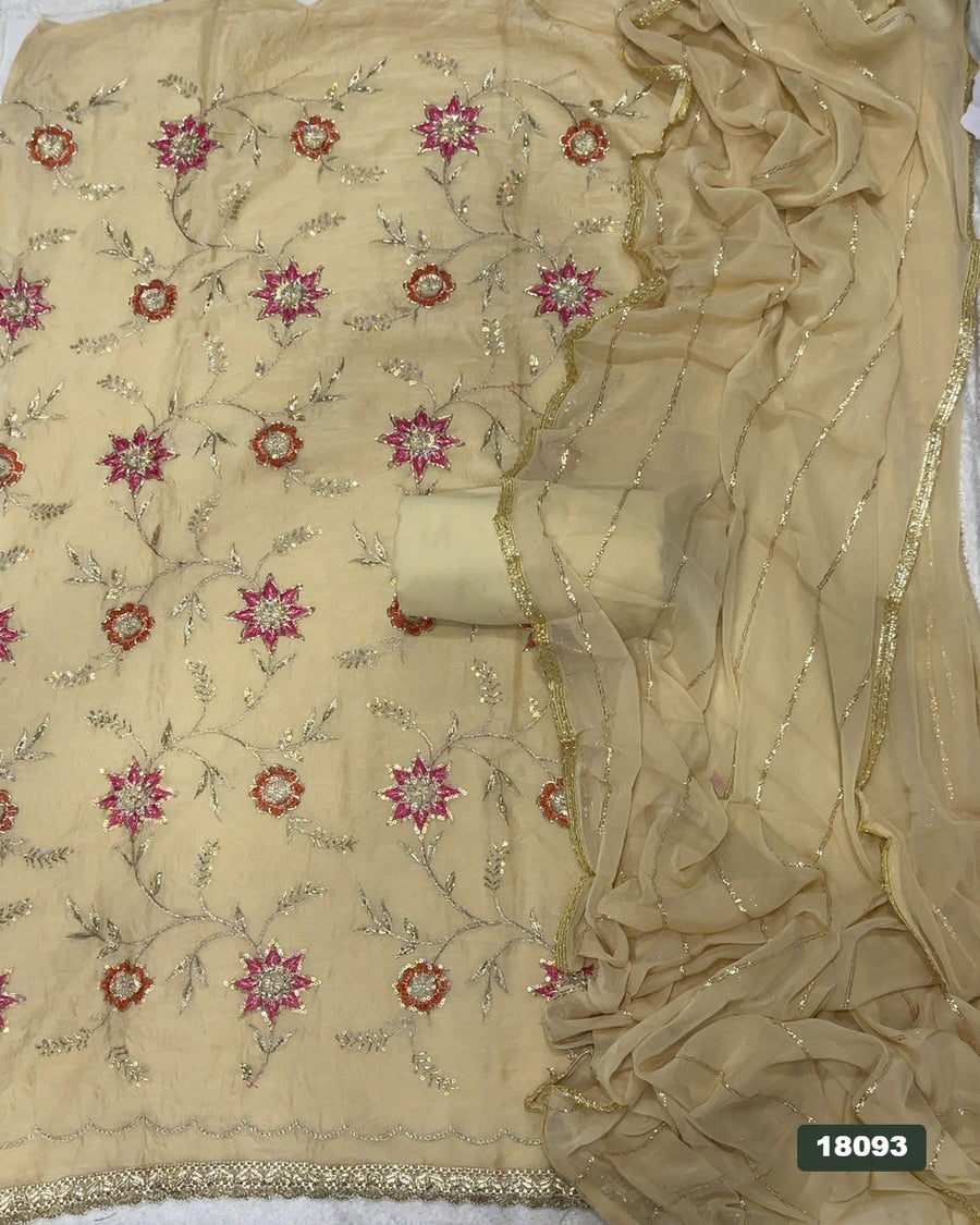 Crush Silk Embroidery Suit Set