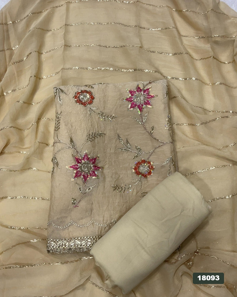 Crush Silk Embroidery Suit Set