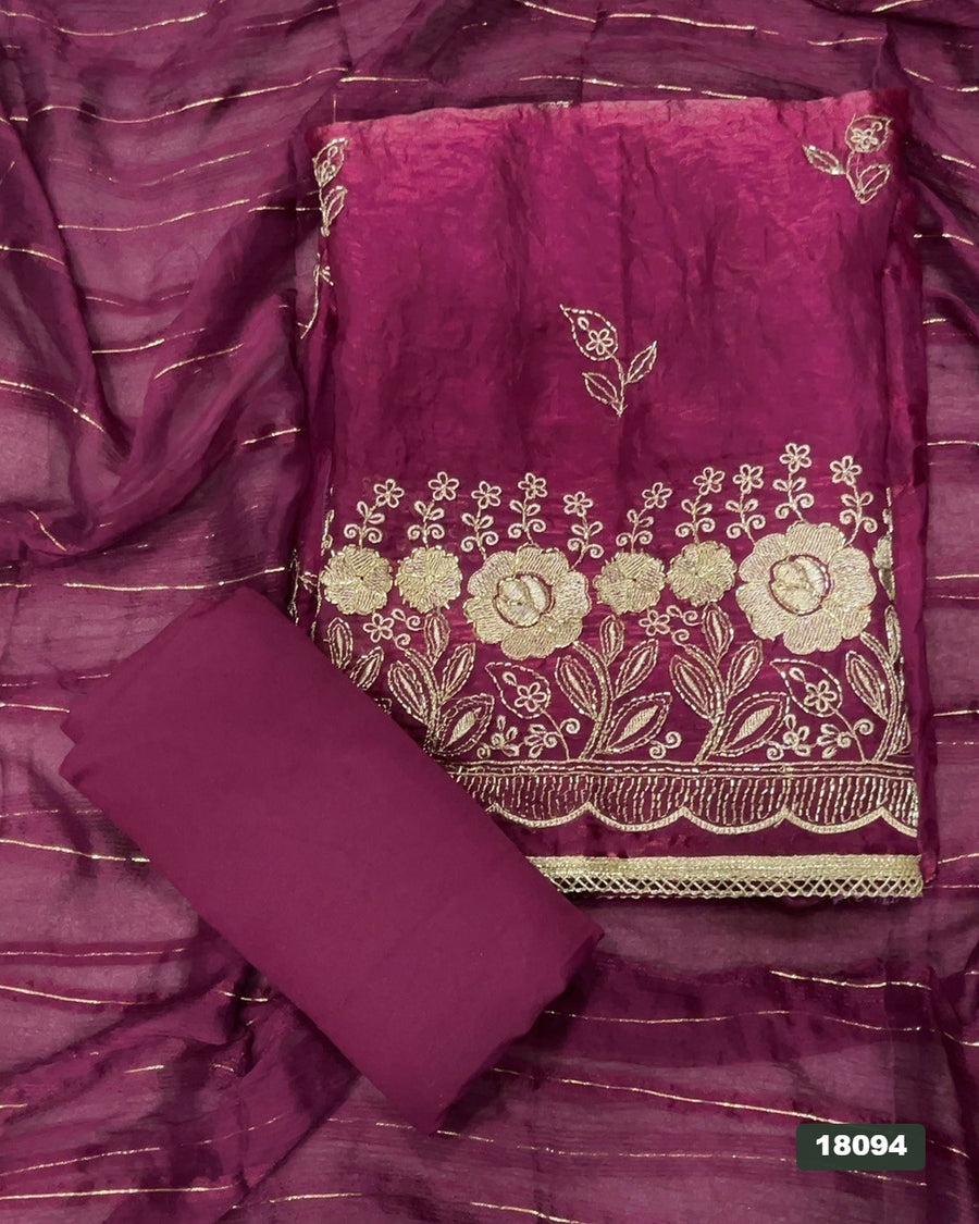 Silk Embroidery Suit Set