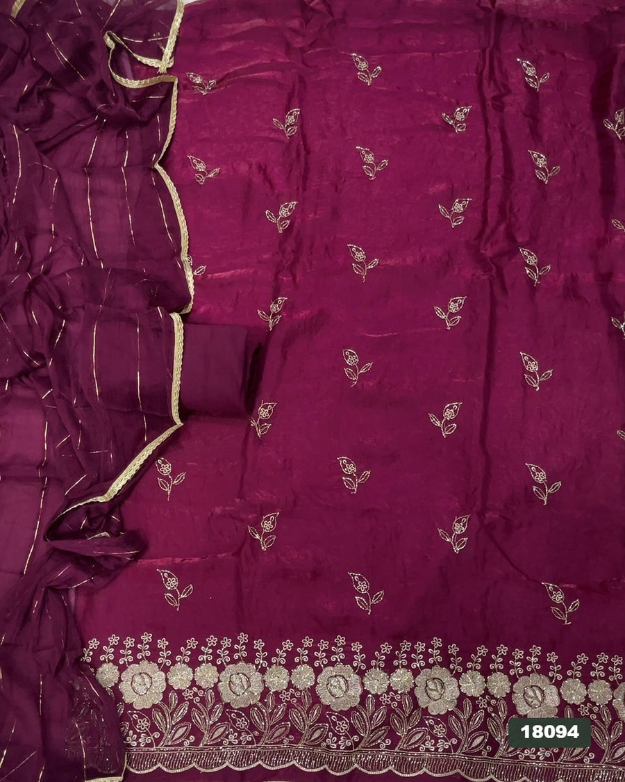 Silk Embroidery Suit Set
