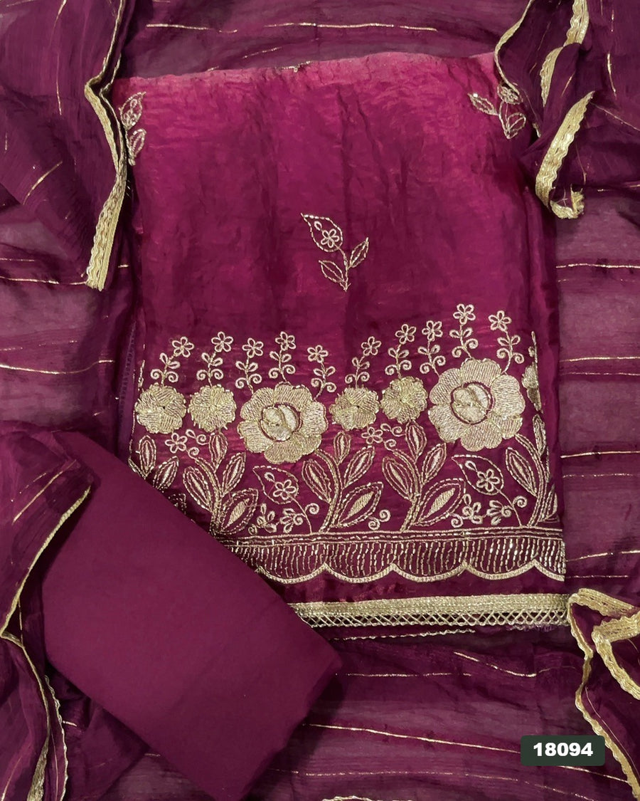 Silk Embroidery Suit Set